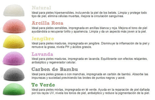 Pack 6 Esponjas naturales 100% Konjac (6 colores)