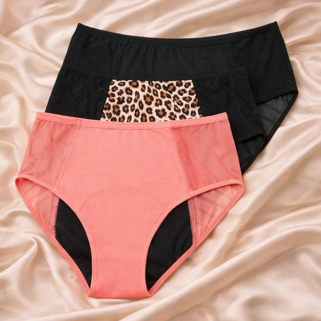 Braga menstrual individual con transparencias (flujo abundante)