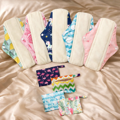 Pack de 5 compresas reutilizables (+ bolsita gratis)