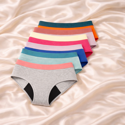 Pack de bragas menstruales  para adolescentes en 6 colores (flujo medio)