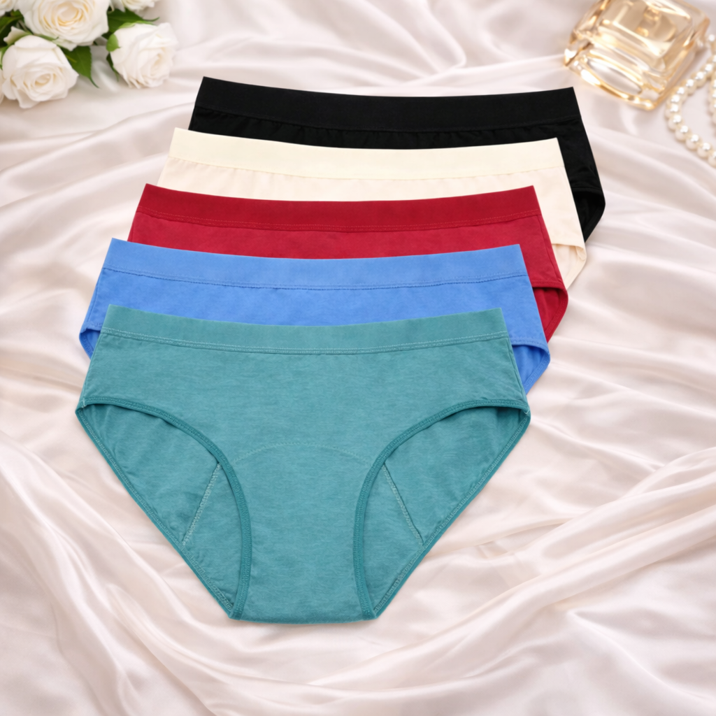 Pack de bragas menstruales 5 colores (flujo abundante)