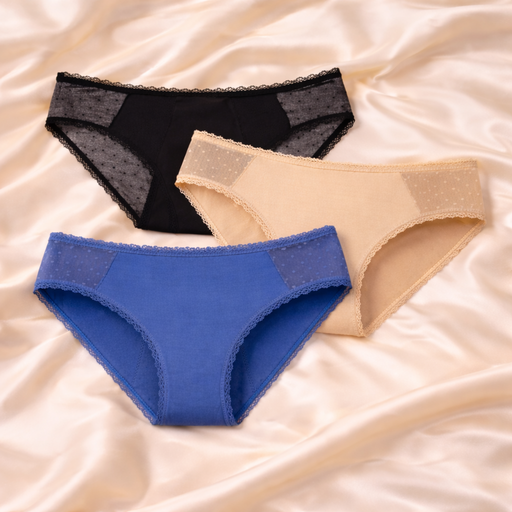 Pack de bragas menstruales 3 colores (flujo medio)