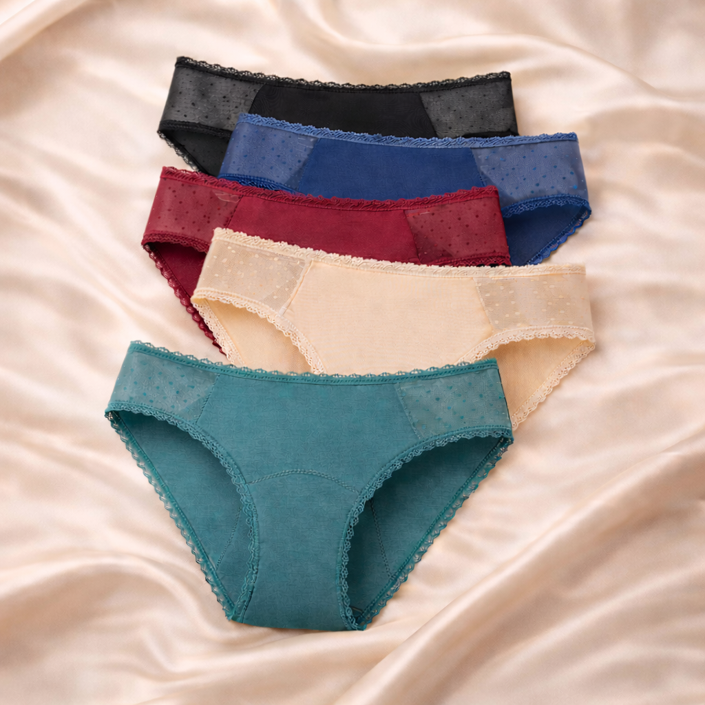 Braga menstrual individual con plumeti en 5 colores (flujo medio)
