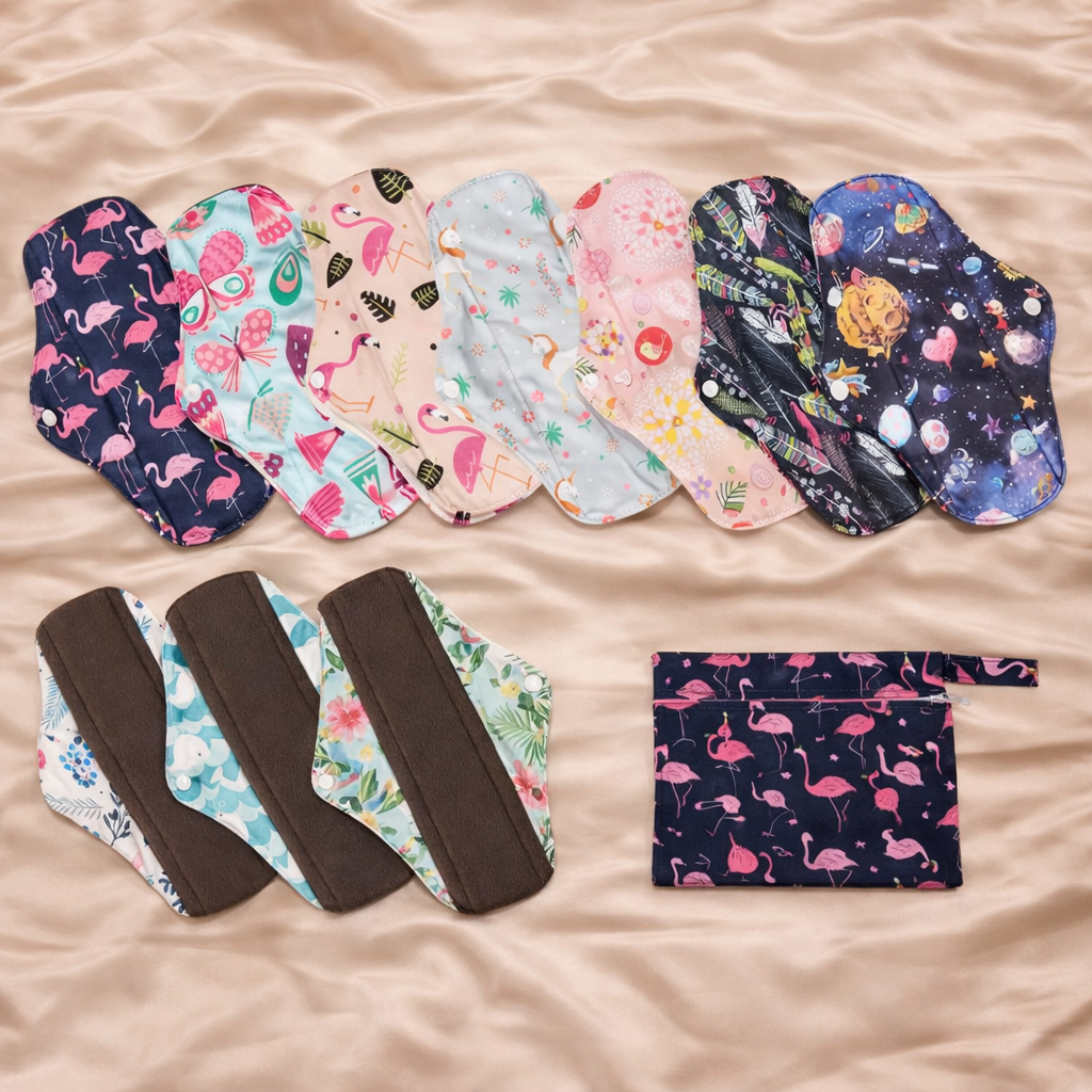 Pack mixto de 10 compresas reutilizables (3+bolsita gratis)