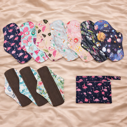 Pack mixto de 10 compresas reutilizables (3+bolsita gratis)