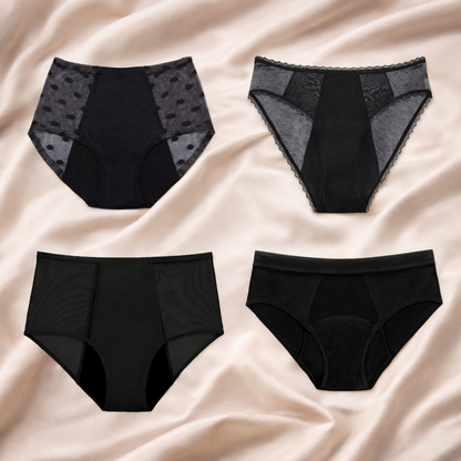 Pack de 4 bragas menstruales Valeria (+bolsita gratis)