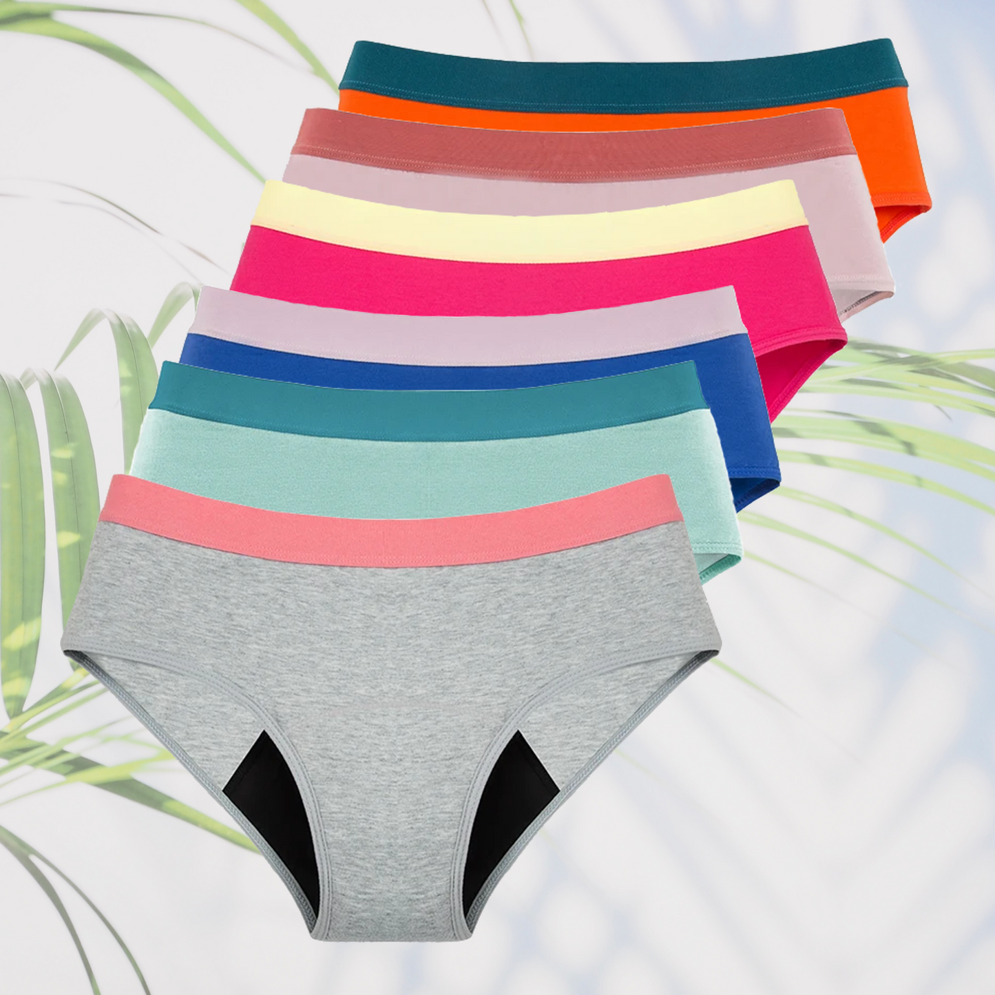Braga menstrual individual en 6 colores (flujo medio)