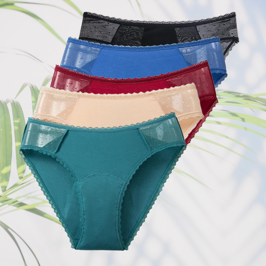 Braga menstrual individual con plumeti en 5 colores (flujo medio)