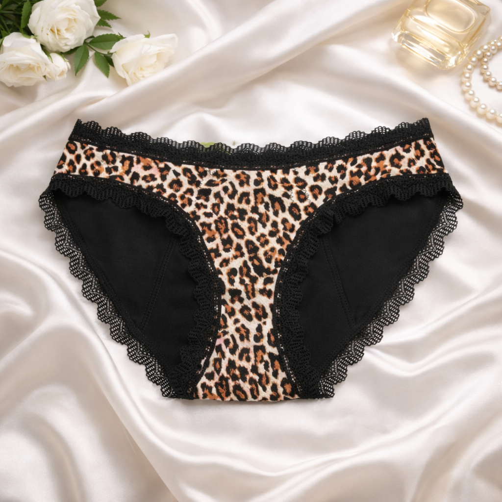 10 bragas menstruales leopardo (flujo ligero)