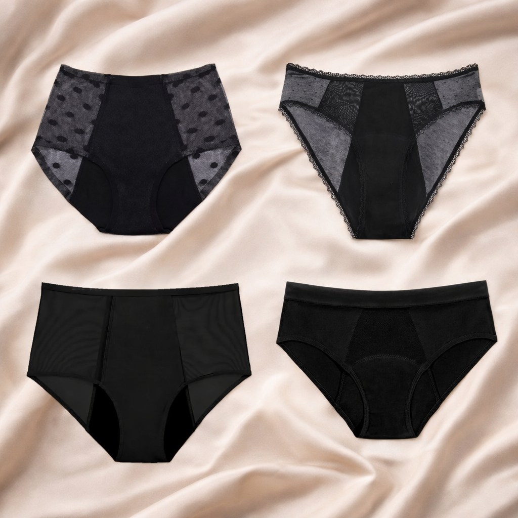 Pack de 4 bragas menstruales Valeria (+bolsita gratis)
