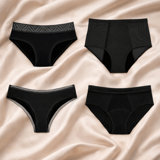 Pack de 4 bragas menstruales Kristel (+bolsita gratis)