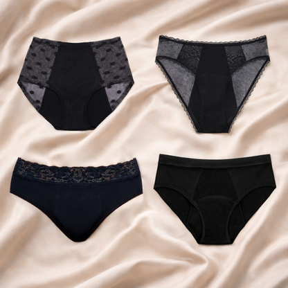 Pack de 4 bragas menstruales Mia (+bolsita gratis)