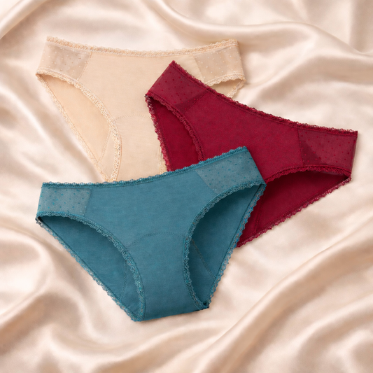 Pack de bragas menstruales 3 colores (flujo medio)