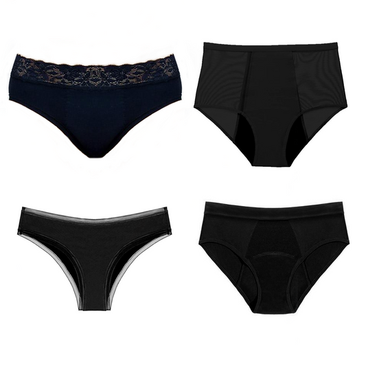 Pack de 4 bragas menstruales Lara (+bolsita gratis)
