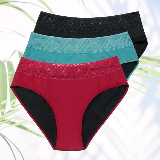 Pack de bragas menstruales 3 colores (flujo abundante)