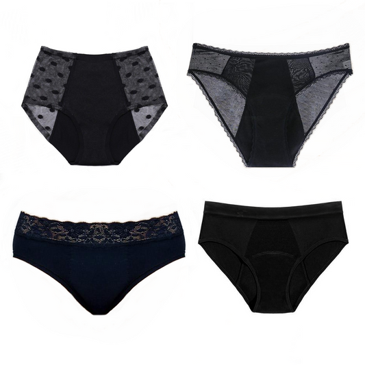 Pack de 4 bragas menstruales Mia (+bolsita gratis)