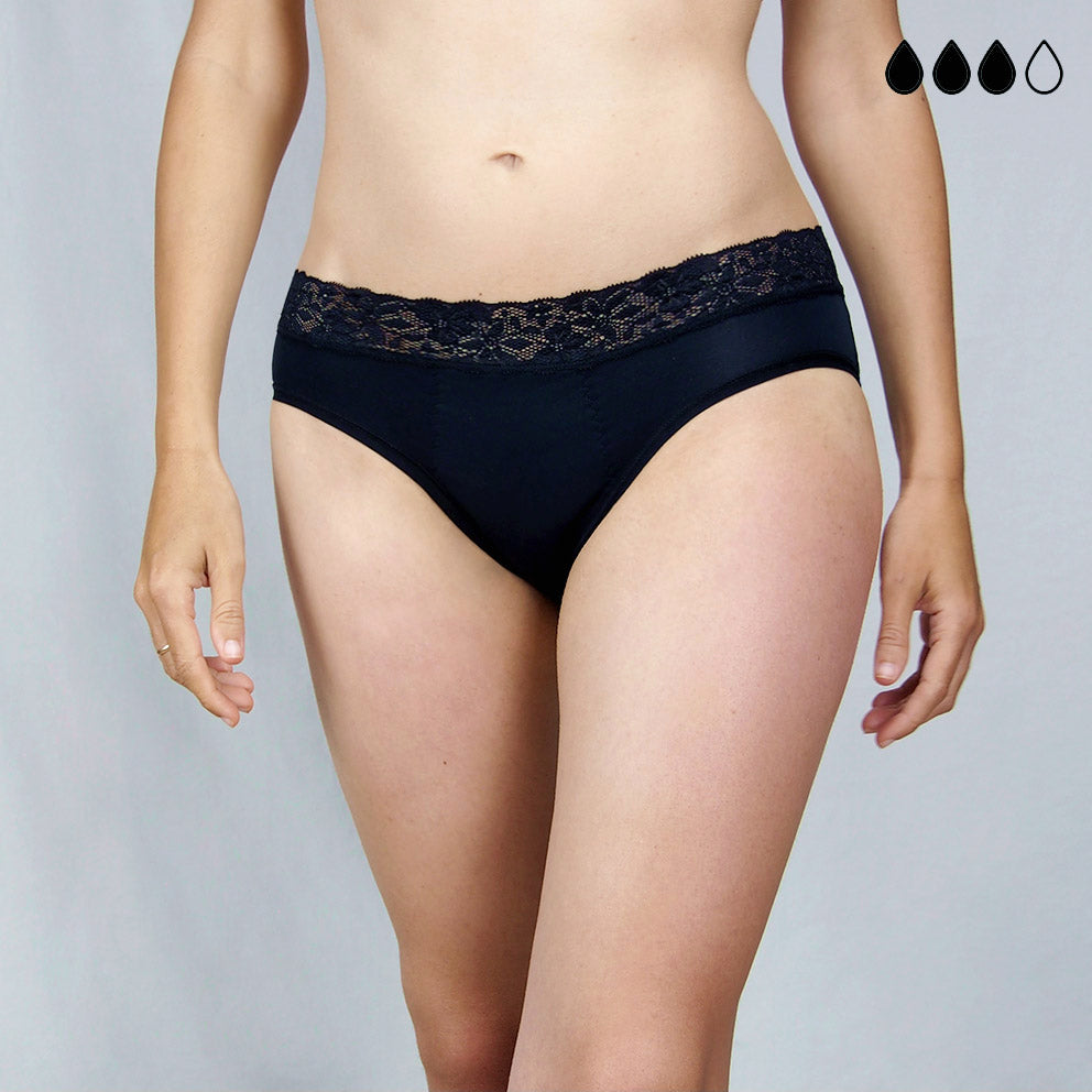 Braga menstrual individual con encaje (flujo medio)