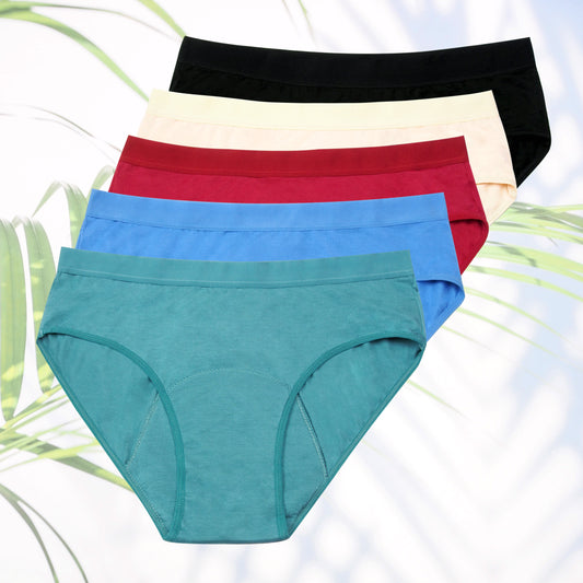 Pack de bragas menstruales 5 colores (flujo abundante)