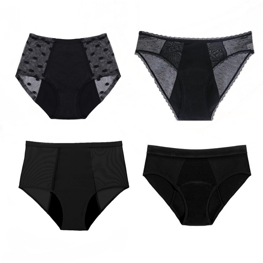 Pack de 4 bragas menstruales Valeria (+bolsita gratis)